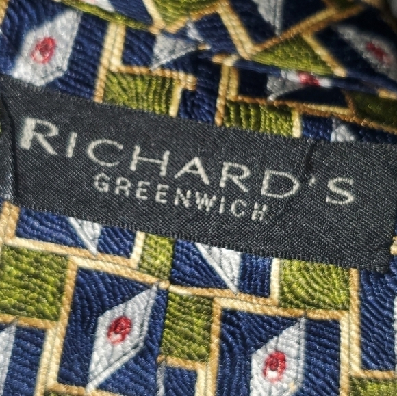 Green & Navy Blue Patterned Tie - NEW - Picture 4 of 5